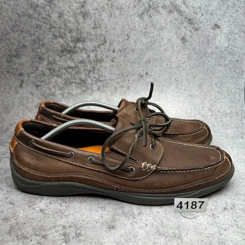 Dockers Boat Shoes Mens 13 Brown Stain Defender Leather Casual Loafers Moc Toe